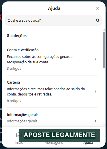 Central de ajuda da Stake Brasil com categorias de conta, carteira e informações gerais