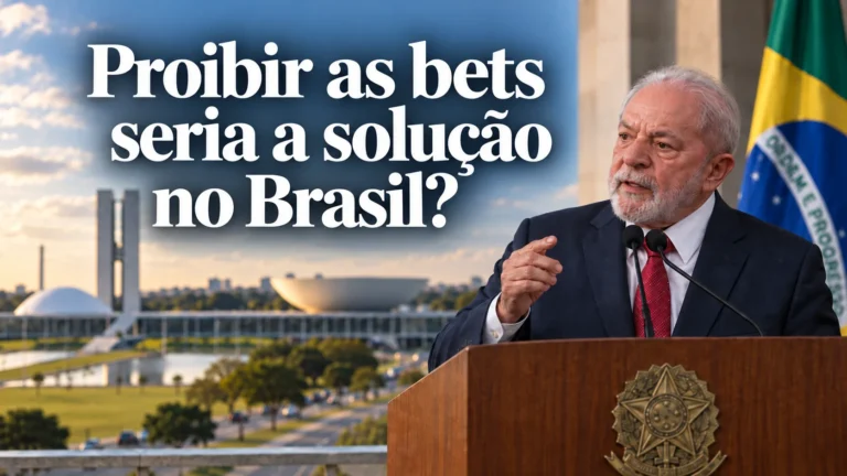 Montagem com Lula e a pergunta: proibir as bets seria a solução no Brasil?